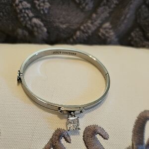 Rare Silver Juicy Couture clasp Bracelet with Square Charm